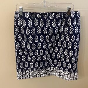 Talbots Navy and White Floral Print Skirt